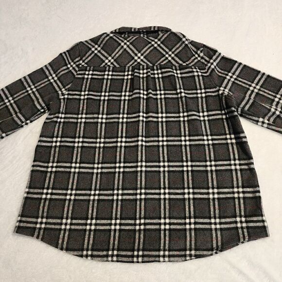 1 Clique Womens Gray and Black Plaid Flannel Shacket Size 3X - Picture 11 of 11
